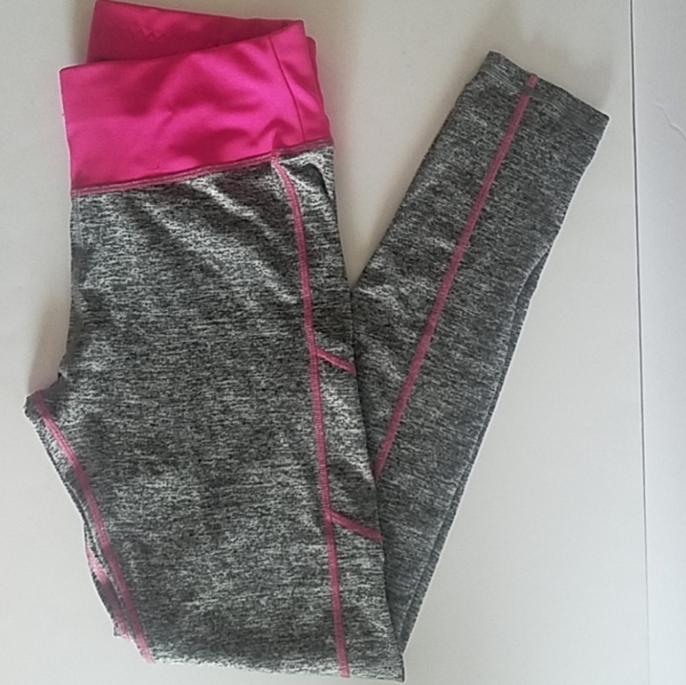 POP Fit Heather Gray and Hot Pink Leggings with Side Pockets